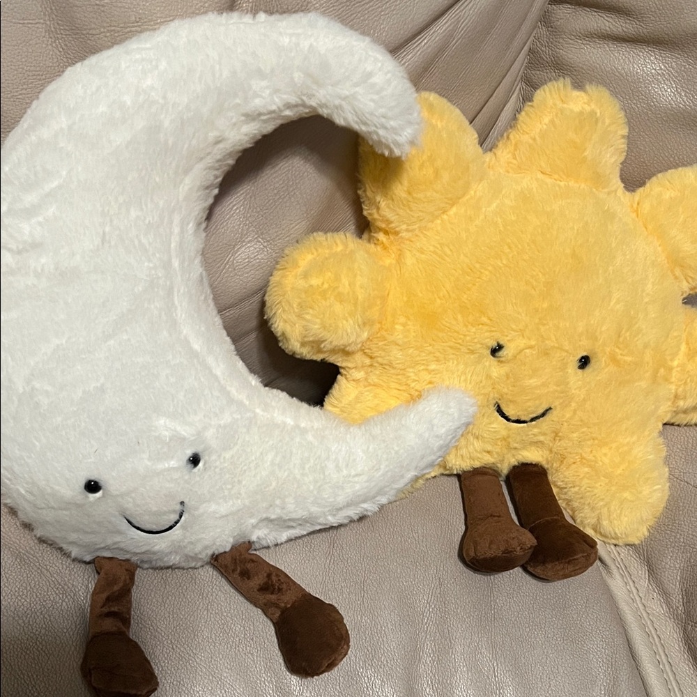 Plush Moon & Sun Stuffed Toy Set - Yellow Sun and White Moon